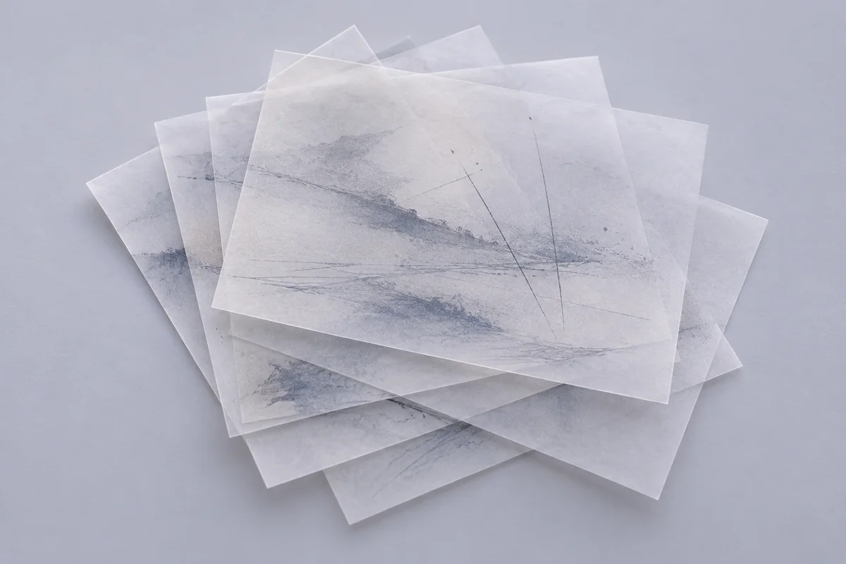 Traces on translucent sheets gradually overlap